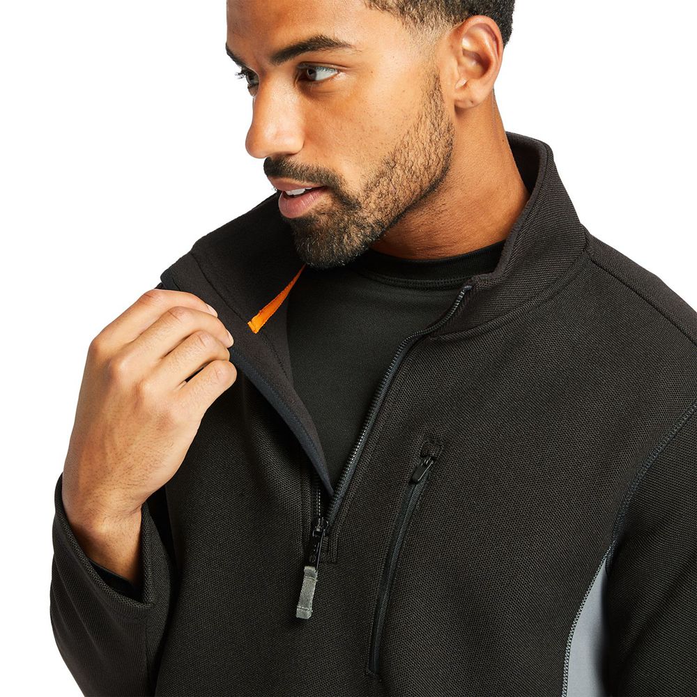 Hanorac Timberland Barbati Negrii - Pro® Studwall Quarter-Zip Textured Fleece - Romania - SALFDP142